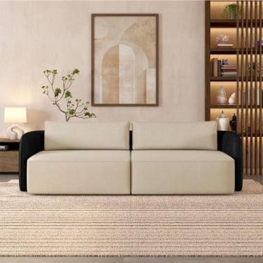 Imagem de Sofá Living Sala de Estar Abel 240cm Bipartido pés de Madeira PU/Velud