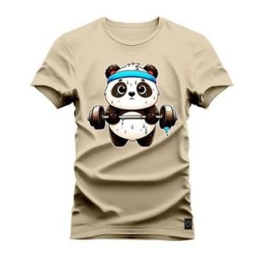 Imagem de Camiseta Plus Size Algodão Estampada Confortável Panda Fitness-Unissex
