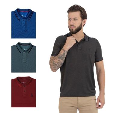 Imagem de Kit 4 Camisa Polo Masculina Elegante Dia a Dia Piquet-Masculino