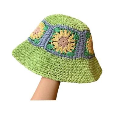 Imagem de Chapéu de Sol de Palha de Ráfia Dobrável - Colorido e Ideal para Praia