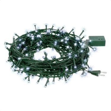 Imagem de Cordão Luminoso Led Pisca 8 Funções 200 Leds 220V 6500K Frio Verde Taschibra