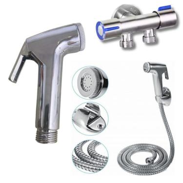 Imagem de Ducha Higiênica Super Prática com Registro Duplo 2 Saídas de 1-2 para Bidê e Caixa Acoplada Prata OEM