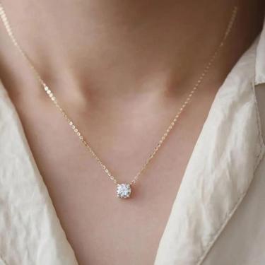 Imagem de Colar Feminino De Prata Esterlina 925 Banhado a Ouro 18k Com Zircônia 