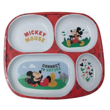 Imagem de Prato Divisória Infantil Disney Mickey Meninos Melamine 24cm - Yangzi