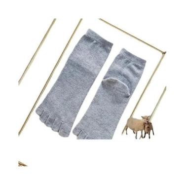 Imagem de Meias Masculinas De Inverno Com Cinco Dedos, Mistura De Lã, Antibacter