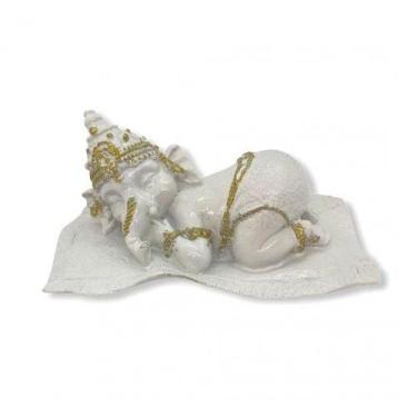 Imagem de Imagem  Ganesh Baby Branco   Escultura Resina 13 cm - Lua Mistica