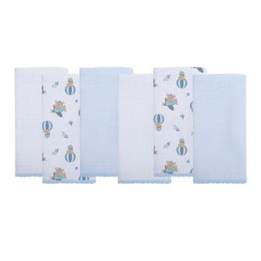 Imagem de PANO DE BOCA BUBLIM LISO E ESTAMPADA - 6 PANINHOS cor: neutro - INCOMF