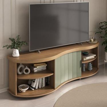 Imagem de Rack Magnum 1 Porta de Correr Tampo em 50mm Carvalho Menta/Off White F