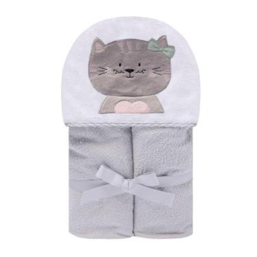 Imagem de Toalha De Banho Felpuda Gatinha Com Capuz Bordado Papi