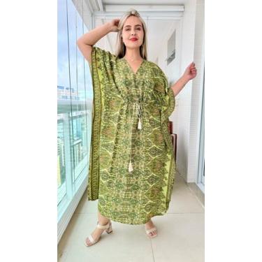 Imagem de Vestido Kaftan Indiano Longo Estampado Plus Size-cod. 22106 - Aleci Fa