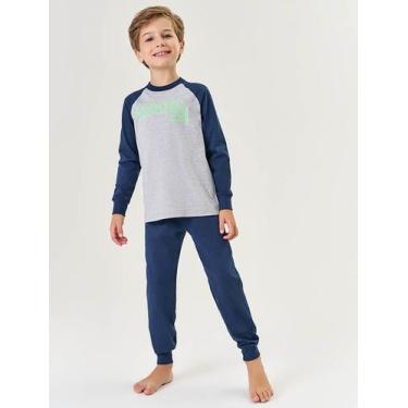 Imagem de Pijama Infantil Menino Camiseta Snooze E Calça Azul Marinho Divertto -