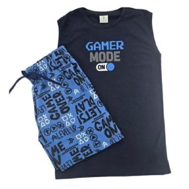 Imagem de Conjunto Camiseta Regata e Bermuda Microfibra Rotativa - By Gus, Marin