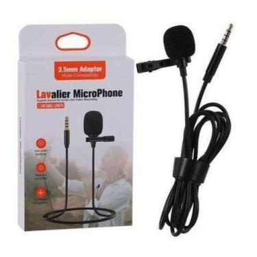 Imagem de Microfone Lapela Lavalier Profissional 3.5mm P2 Aux