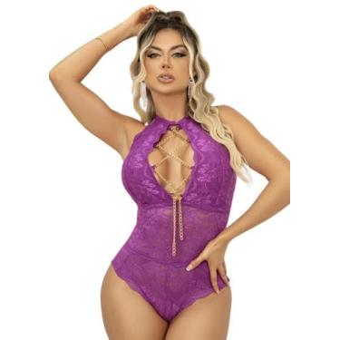 Imagem de Lingerie Body Rendado Feminino Sem Bojo Luxo Frente Unica - Segredo da