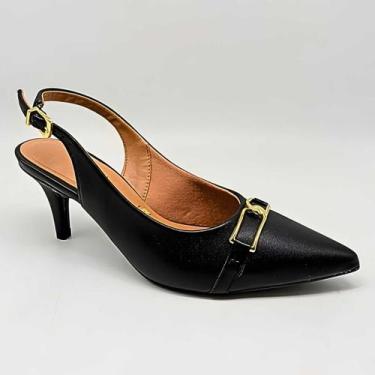 Imagem de Scarpin Feminino Vizzano Sapato Salto Baixo Elegante 1185.1152, Preto,