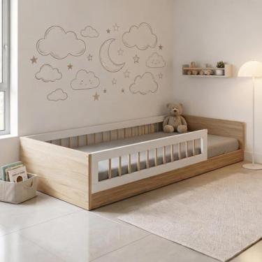 Imagem de Cama Montessori Infantil Solteiro com Grades em Pinus - Repleta