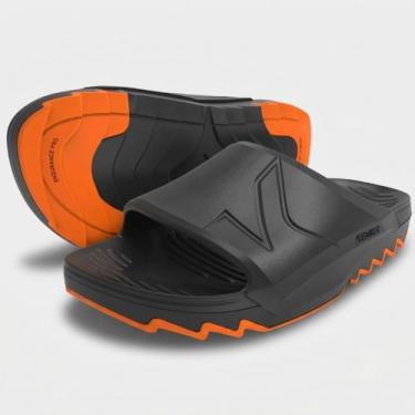Imagem de Chinelo Kenner Makho Slide Masculino - Preto e Laranja - 39, 39