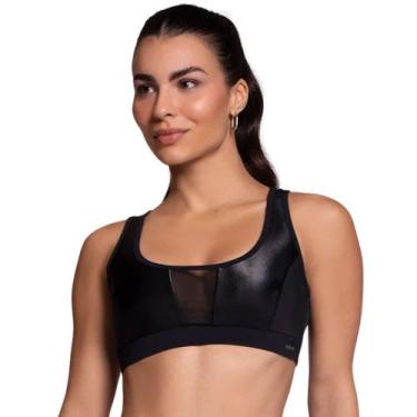 Imagem de Top Com Recortes Em Tule e Cirre Fitness Selene, GG, Preto