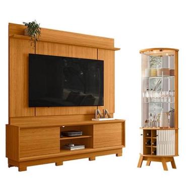 Imagem de Estante Home Theater Siena com Pés Cinamomo com Cristaleira Marina Cin
