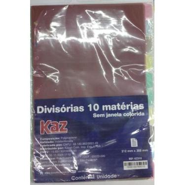 Imagem de Divisória p/ Fichário 10 Matérias Colorida Kaz