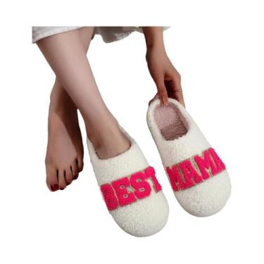 Imagem de Pantufas Femininas Quentes Antiderrapantes De Algodão Acolchoado Com B