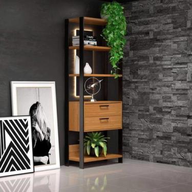 Imagem de Estante de Livros Industrial 100% MDF 73CMX185CM 2 Gavetas Marrom/Frei