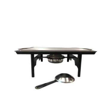 Imagem de Rechaud Retangular preto37cm x 27cm base cromada chapa alumínio queima