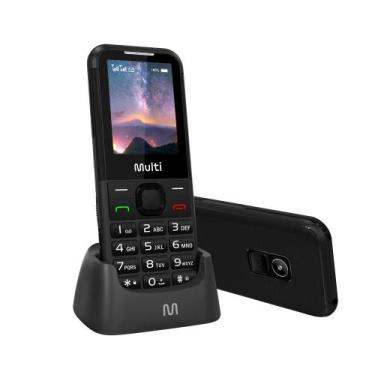 Imagem de Celular Multi P9225 Vita Preto 48MB RAM 4G Com Base Recarregável, 64GB