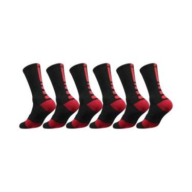 Imagem de Meias Esportivas Unissex 6 Pares Com Sola Acolchoada Para Futebol, Bas