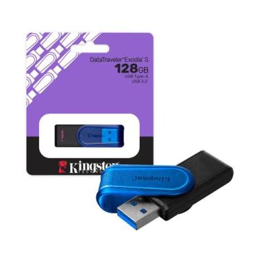 Imagem de Pen Drive 128gb Usb 3.2 DataTraveler Exodia S Azul 70mbs Le KC-U3C128-