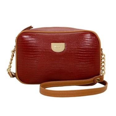Imagem de Bolsa feminina monica sanches 3829 lagarto vermelho / line caramelo