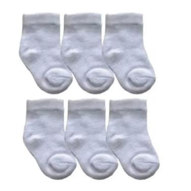 Imagem de Kit com 6 pares de Meias Brancas Recém Nascido Bebê   - Delos You