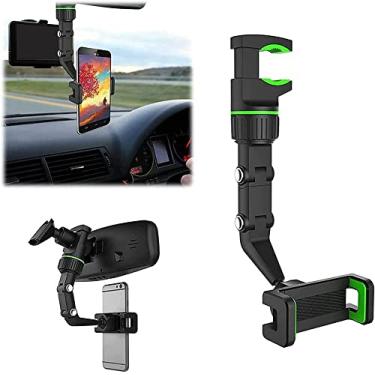 Imagem de Suporte de telefone multifuncional para retrovisor, suporte para celular e GPS, suporte universal de 360 graus, suporte de celular para carro giratório de celular (verde)