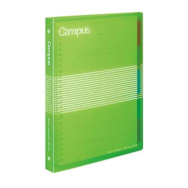 Imagem de KOKUYO Caderno de fichário deslizante Campus B5 com 5 divisórias de aba, capa de PP, 26 furos, capacidade para 100 folhas, verde limão, importação do Japão (RU-P334NYG)