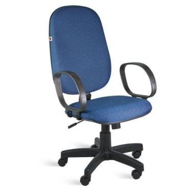 Imagem de Cadeira Presidente Relax Braços Tecido Azul Com Preto Ágata - Shopcade