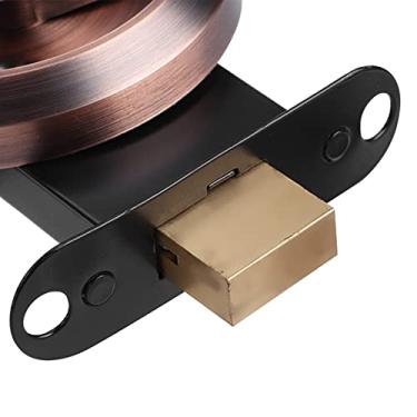 Imagem de Ferragem de porta Fechadura redonda, fechadura de aço inoxidável 304, banheiro de porta de acesso para portas de madeira Portas de madeira de aço(Bronze vermelho (com cadeado))