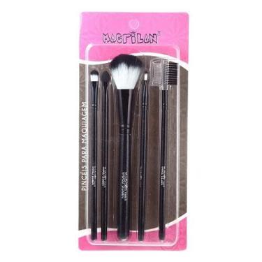 Imagem de Kit Kp5-9 com 5 Pincéis Para Maquiagem - Preto, Macrilan