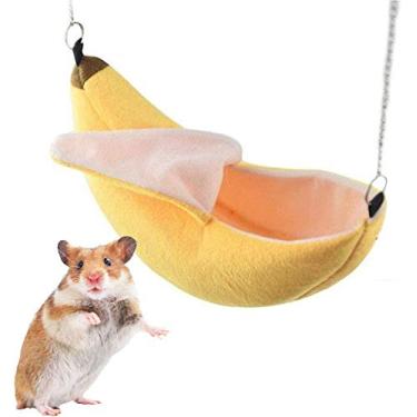 Imagem de Maogear Cama de Hamster Banana Rede para Casa de Cama de Animais Pequenos, Ninho, Gaiola de Hamster, Pequeno Pássaro (Amarelo)