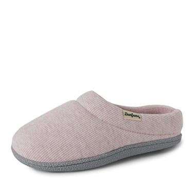 Imagem de Dearfoams Pantufa feminina Lacey com espuma viscoelástica confortável e fácil de colocar e tirar, Malha mesclada rosa, 7-8 Wide