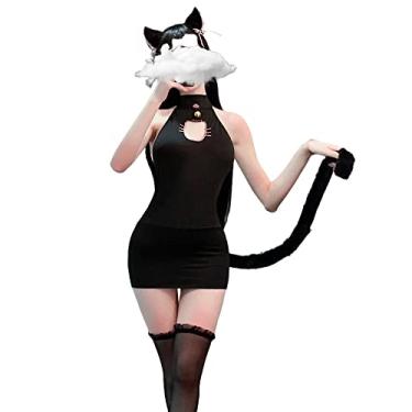 Imagem de SINROYEE Japanese Anime Cosplay Cat Sexy lolita Lingerie Underwear Sleepwear Sexy Cute (black#2)