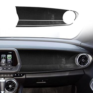 Imagem de FINMOKAL Acabamento Da Tampa Do Painel Do Copiloto De Fibra De Carbono Real Para Chevrolet Camaro 2016-2022 Preto, Fibra De Carbono
