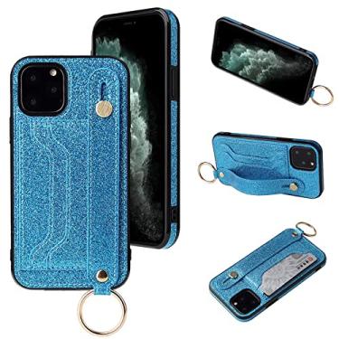 Imagem de Estojo com alça de pulso para iPhone 12 11 Pro Max Couro Capa Traseira para iPhone XR XS X SE 2020 8 7 6 6S Plus Fundas, Azul, para iPhone 7Plus 8Plus