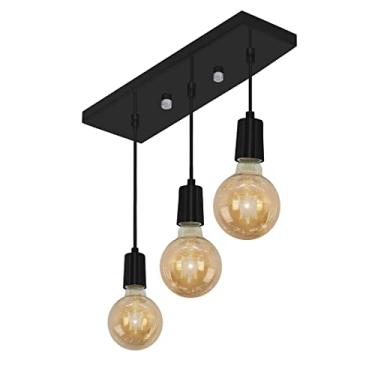 Imagem de Pendente Retangular Triplo Tubo Gourmet Nordic Preto