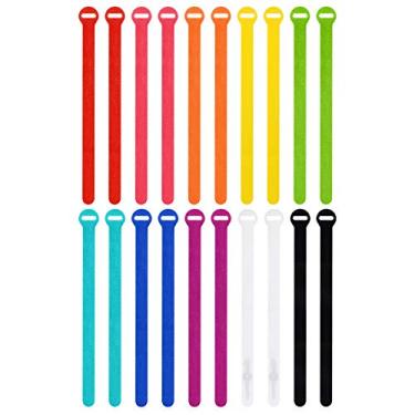 Imagem de Abraçadeiras Autoaderentes da Wrap-It Storage, Multicoloridas, Alças de 30 cm (Pacote com 20) - Organização de Cabos e Mesa ou Escritório