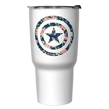 Imagem de Marvel Caneca de viagem isolada de aço inoxidável Captain Floral 765 ml, 765 ml, multicolorida
