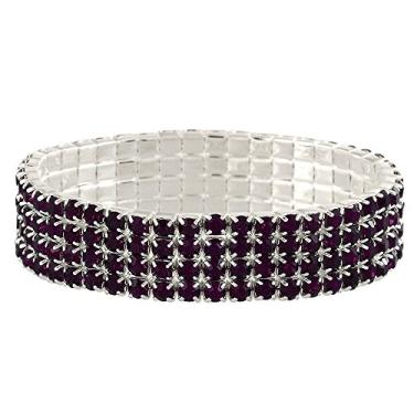 Imagem de Falari Pulseira elástica de strass de cristal brilhante para casamento, Cristal