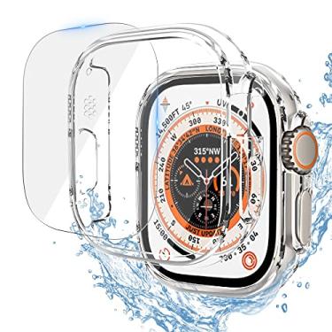 Imagem de CZKE Capa de relógio de vidro fosco para Apple Watch Ultra 49mm Protetor de tela PC rígido Capa protetora para iwatch 8 Ultra Case (Cor: Transparente, Tamanho: Ultra 49MM)