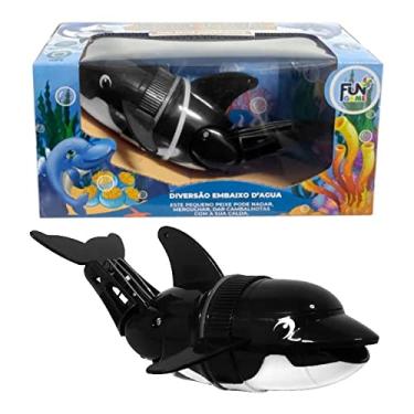 Imagem de Brinquedo Infantil Golfinho que nada dá Cambalhotas na água Peixinho Eletrônico para a hora do Banho Crianças e Bebês (Preto)