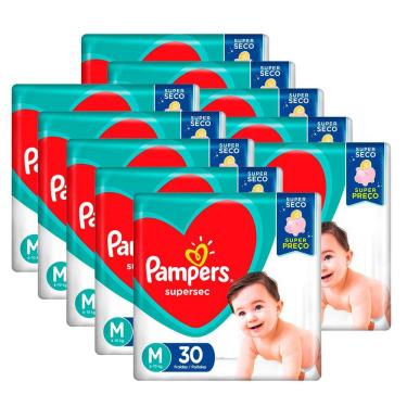 Imagem de Kit 10 Fraldas Pampers Supersec Pacotão M - 300 Tiras