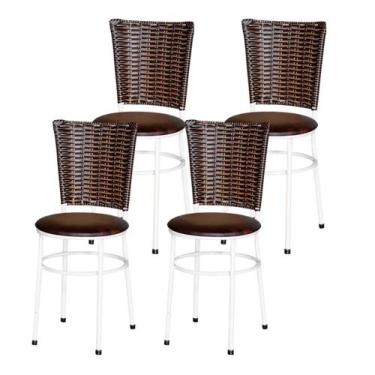 Imagem de Jogo 4 Cadeiras Para Cozinha Branca Hawai Cappuccino - Lamar Design